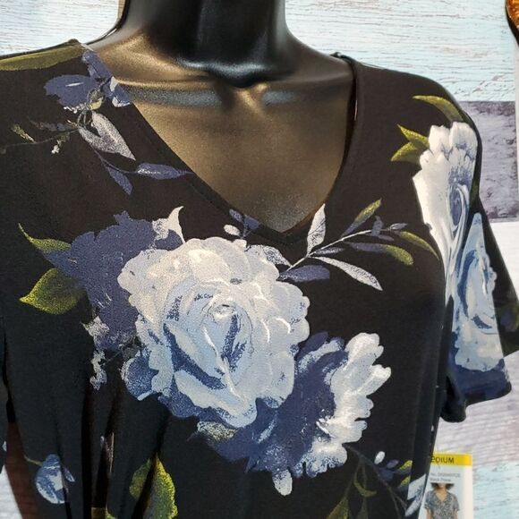 Christian Siriano Black Floral Easy Care Sheath Dress Sz M New - Picture 3 of 11